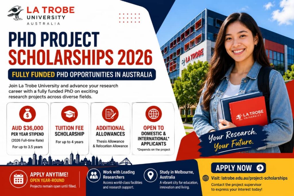 La Trobe University PhD Project Scholarships 2026