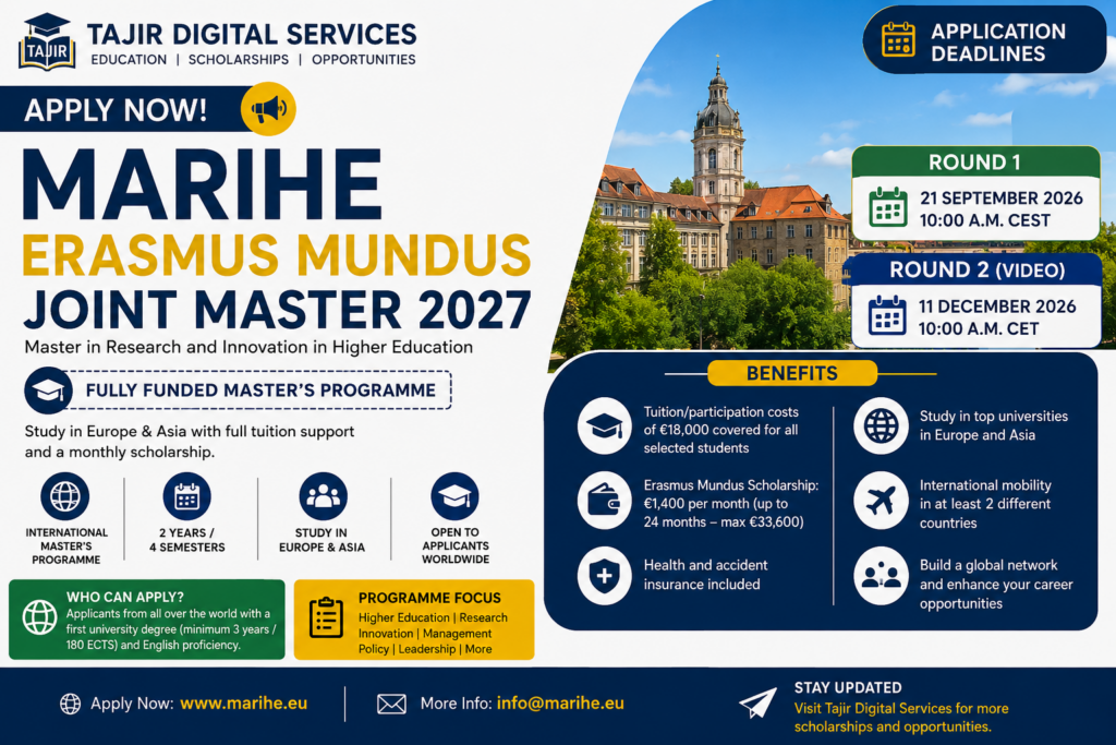 MARIHE Erasmus Mundus 2027 Master's Scholarship