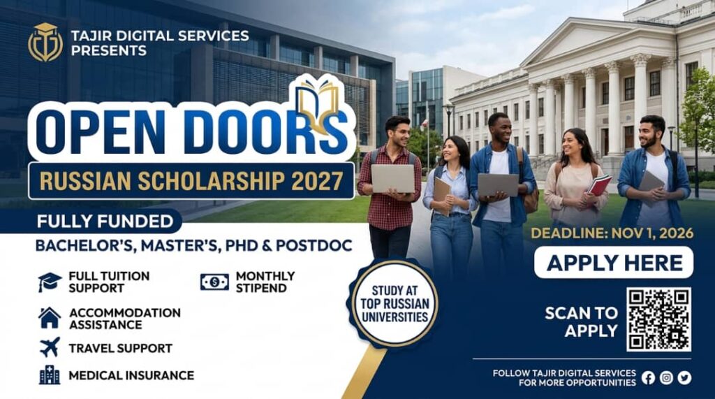 Open Doors Russian Scholarship Project official banner for international students